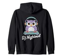 Dj Nightowl Owl DJ Headphones Turntable Nightlife Zip Hoodie