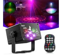 DJ Party Lights Disco Ball RGB Colored Strobe Stage Lights with Pattern Projection and Sound Activated UV, for Parties, Wedding, Dance Floor, Bar, Birthday, KTV