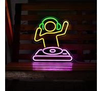 DJ player Neon Sign for Bar USB Operated Neon Light Sign for Man Cave, Anime Neon Sign Dimmable LED Neon Light for Wall Decor, Cute Neon LED Sign for Bar Party Wall Art Decoration