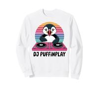 DJ Puffinplay Retro Sunset Puffin DJ Music Sweatshirt