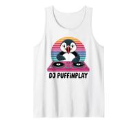 DJ Puffinplay Retro Sunset Puffin DJ Music Tank Top