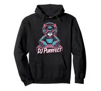 DJ Purrfect Cat DJ EDM Rave Music Turntable Vibes Pullover Hoodie