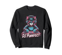 DJ Purrfect Cat DJ EDM Rave Music Turntable Vibes Sweatshirt
