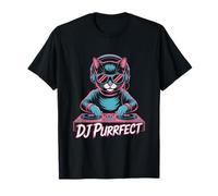 DJ Purrfect Cat DJ EDM Rave Music Turntable Vibes T-Shirt