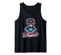 DJ Purrfect Cat DJ EDM Rave Music Turntable Vibes Tank Top