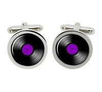 DJ Record Purple Label Cufflinks in Chrome Box