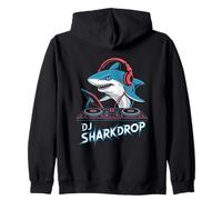 DJ SHARKDROP Rave EDM Club Music Shark With Mixer Zip Hoodie