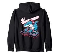 DJ SHARKDROP Shark DJ EDM Rave Party Turntable Mix Zip Hoodie