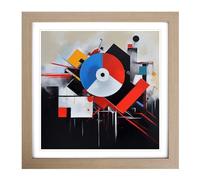 DJ Suprematism Framed Print | 18x18 Inch Oak Framed Wall Art | Ready to Hang | Modern Historical Picture | Living Room Bedroom Lounge Office