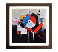 DJ Suprematism Framed Print | 18x18 Inch Walnut Framed Wall Art | Ready to Hang | Modern Historical Picture | Living Room Bedroom Lounge Office