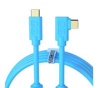 DJ TechTools Chroma Cable - USB-C to USB-C Cable | 100W Power Delivery, 10Gbps, 4K60, Ferrites & 56k? Resistor | Audio-Optimized, Color-Coded with Cable Tie | Blue 6.4ft (2M) Angled