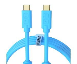 DJ TechTools Chroma Cable - USB-C to USB-C Cable | 100W Power Delivery, 10Gbps, 4K60, Ferrites & 56k? Resistor | Audio-Optimized, Color-Coded with Cable Tie | Blue 3.2ft (1M) Straight