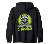 DJ TRASHBASS Raccoon EDM Turntable Club Vibes Zip Hoodie