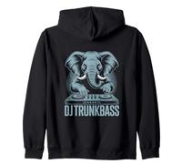 DJ TRUNKBASS Elephant DJ Bass Music Turntable Rave Zip Hoodie