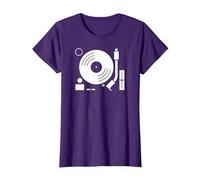 DJ Turntable Record Deck T-Shirt, Women, Purple, 3X-Large
