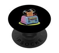 Dj Turntable Vinyl Music With Toast Fun Design PopSockets Adhesive PopGrip