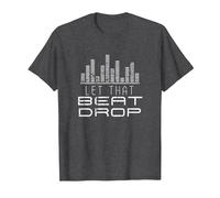 DJ Vinyl Record Kawaii Let That Beat Drop Turntable Music T-Shirt, Men, Dark Heather Grey, 4X-Large