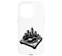DJ Vinyl Turntable City Skyline, Old Skool Jungle Rave Music Case for iPhone 15 Pro