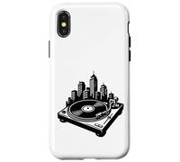 DJ Vinyl Turntable City Skyline, Old Skool Jungle Rave Music Case for iPhone X/XS