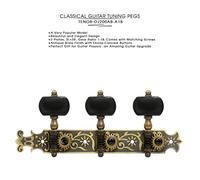 DJ200AB-A1B TENOR Classical Guitar Tuners Professional Tuning Key Pegs/Machine Heads for Classical or Flamenco Guitar with Antique Brass Finish and Ebony Colored Buttons.