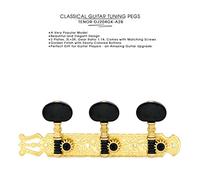 DJ204GK-A2B TENOR Classical Guitar Tuners, Tuning Key Pegs/Machine Heads for Classical or Flamenco Guitar in Gold Plated Finishing with Ebony colored Buttons.