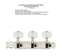 DJ204NK-P1W TENOR Classical Guitar Tuners, Tuning Key Pegs/Machine Heads for Classical or Flamenco Guitar with Nickel Plated Finish and Pearl Colored Buttons.