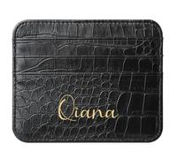 DJAFS Personalized Credit Card Holder，Custom Name Monogram ，Slim Wallet Leather Wallet ，Choose Gold, Silver, Black, 9#, Personalized Women's Wallet Holder