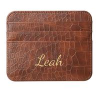 DJAFS Personalized Credit Card Holder，Custom Name Monogram ，Slim Wallet Leather Wallet ，Choose Gold, Silver, Black, 2#, Personalized Women's Wallet Holder