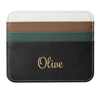 DJAFS Personalized Credit Card Holder，Custom Name Monogram ，Slim Wallet Leather Wallet ，Choose Gold, Silver, Black, 7#, Personalized Women's Wallet Holder