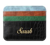 DJAFS Personalized Credit Card Holder，Custom Name Monogram ，Slim Wallet Leather Wallet ，Choose Gold, Silver, Black, 4#, Personalized Women's Wallet Holder