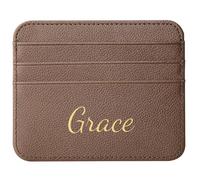 DJAFS Personalized Credit Card Holder，Custom Name Monogram ，Slim Wallet Leather Wallet ，Choose Gold, Silver, Black, 8#, Personalized Women's Wallet Holder