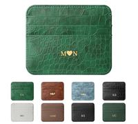 DJAFS Personalized Gold Silver Initial Letters Credit Card Holder for Women, Cute PU Leather Ultra Minimalist Thin Slim Card Case Protector, Business Front Pocket for Men