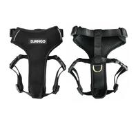 DJANGO Adventure Dog Harness - Stylish and Comfortable Large Dog Harness for Outdoor Adventures and Everyday Wear - Black Neoprene Adjustable Harness for Dogs with Reflective Piping and Brass D-Ring