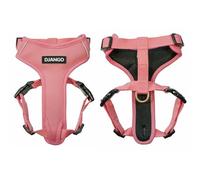 DJANGO Adventure Dog Harness - Stylish, and Durable Medium Dog Harness for Outdoor Adventures and Everyday Wear - Quartz Pink Neoprene Adjustable Harness for Dogs with Reflective Piping, Brass D-Ring