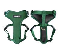 DJANGO Adventure Dog Harness - Stylish and Durable Small Dog Harness for Outdoor Adventures and Everyday Wear - Forest Green Neoprene Adjustable Harness for Dogs with Reflective Piping & Brass D-Ring