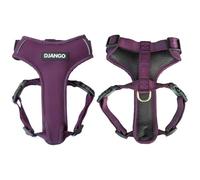 DJANGO Adventure Dog Harness - Stylish, and Durable Small Dog Harness for Outdoor Adventures and Everyday Wear - Plum Purple Neoprene Adjustable Harness for Dogs with Reflective Piping, Brass D-Ring
