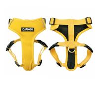 DJANGO Adventure Dog Harness - Stylish Small Dog Harness for Outdoor Adventures and Everyday Wear - Dandelion Yellow Neoprene Adjustable Harness for Dogs with Reflective Piping and Solid Brass D-Ring