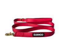 DJANGO Adventure Dog Leash - Strong, Comfortable, and Stylish Dog Leash with Solid Brass Hardware and Padded Handle - Designed for Outdoor Adventures and Everyday Use (Crimson Red)