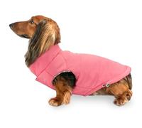 DJANGO Puffer Dog Coat - Warm Winter Dog Jacket & Water-Repellent Insulated Puffer Vest with Striped Lining, Harness Hole, Adjustable Fit for Small & Medium Dogs, Dachshunds - Rose Petal Pink, X-Small