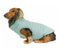 DJANGO Puffer Dog Coat - Warm Winter Dog Jacket & Water-Repellent Insulated Puffer Vest with Striped Lining, Harness Hole, Adjustable Fit for Small & Medium Dogs, Dachshunds - Sea Foam Green, Medium