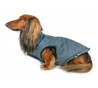 DJANGO Puffer Dog Jacket and Reversible Winter Dog Coat-Water-Repellent and Adjustable Dog Jacket with Windproof Protection and Easy-Access Harness-Leash Portal (Medium, Twilight Blue)