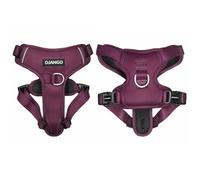 DJANGO Tahoe No Pull Dog Harness - Escape-Proof Dog Harness for Medium & Large Dogs w/Front & Back Clips for Everyday - Adjustable, Padded, Reflective, Secure, Easy On/Off - Raspberry Purple, Large