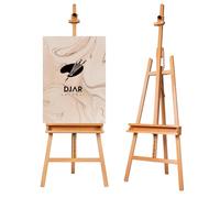 DJAR A-Frame Art Easel for Painting, Solid Beech Wood Adjustable Large Studio Floor Easel with Storage Tray for Adults, Holds Canvas up to 124 cm, Natural
