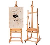 DJAR H-Frame Easel for Painting, Beechwood Studio Easel with Height & Tilt, Extra Large Adjustable Art Easel for Artists, Holds Canvases up to 82"", Movable with 4 Silent Locking Wheels, Natural