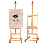 DJAR Wood H Frame Studio Art Easel for Painting, 75’’-146’’ Adjustable Height, Wood Large Artist Floor Easel on Wheels, Hold Canvas up to 93’’, 360 Degree Casters, for Adults