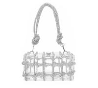 DJBM Clear Acrylic Clutch Sparkle Rhinestone Evening Bag Glitter Crystal-Embellished Rope Knot Handbag Purse for Party Prom, Silver a