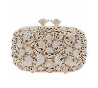 DJBM Glitter Skulls Rhinestone Purse Women's Clutch Handbags Crystal Evening Bags Diamond Evening Clutches for Party Prom, Clear Gold