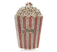 DJBM Luxury Women Popcorn Rhinestone Clutch Evening Bag Crystal Clutch Purses Diamond Clutch for Women Evening Party, Red