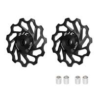 DJC Bike Ceramic Bearing Pulley Wheel 2pcs Guide Roller 11T 12T 13T 14T 15T 16T MTB Road Bike Rear Derailleur for Shimano for Sram Pulley oilslick (Black, 2pcs 11T)