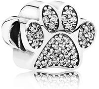 DJC BOUTIQUE 2 x Silver Crystal Animal Pet Dog Paw Charm Bead - Charm Bracelet Puppy Pooch Kitten Cat